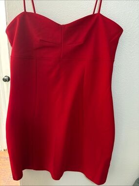 Divided Red Spaghetti-Strap Mini Dress